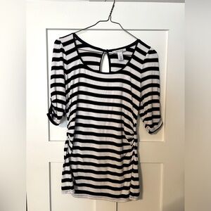 White House black market rushed with button detail shirt. It has a gold stripe